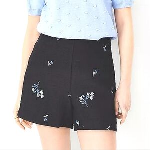 NWT Ann Taylor Petite Embroidered Floral Tweed Textured High Rise Shorts 16P